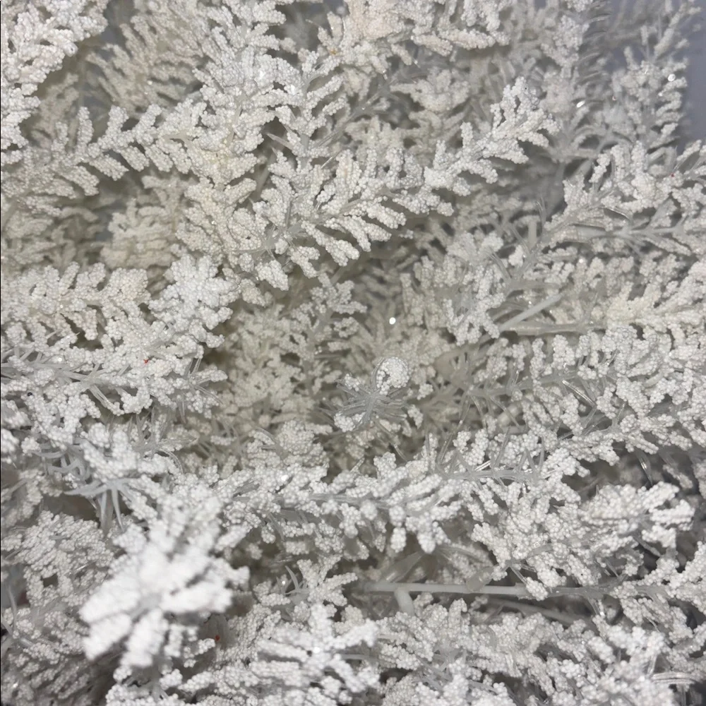 Snowy White Faux Fern Spray White Glitter Pine Branches White Tree Filler NWT
